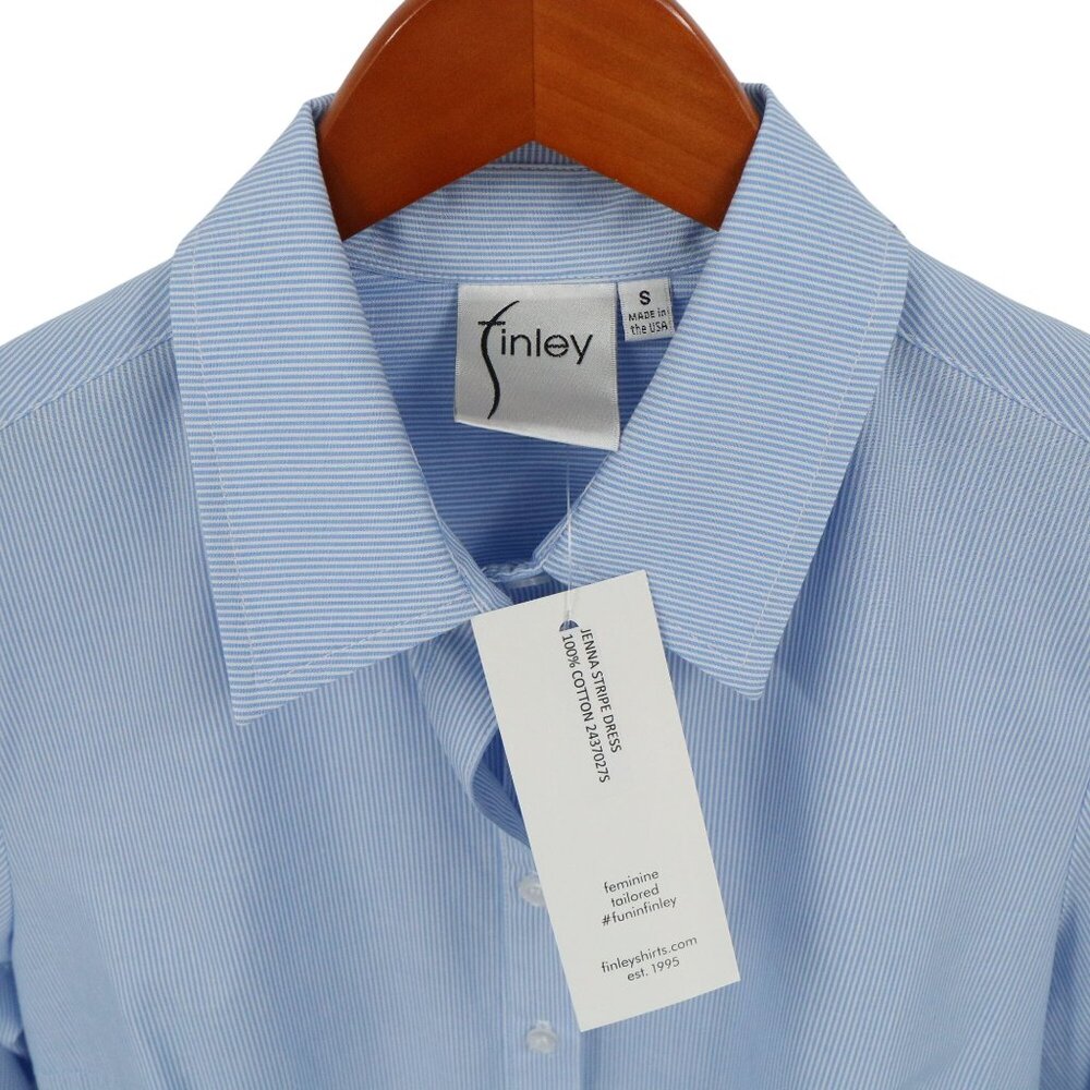 NWT Finley Jenna Striped Ruffled Tiered Shirt Dress Blue White Shirtdress S - Picture 7 of 8